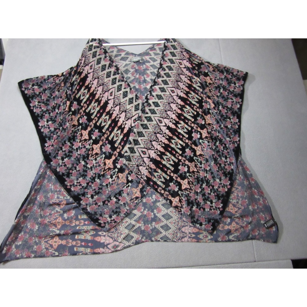Anthropologie Kimono Top Womens One Size Multi Geometric Floral Velvet Burnout